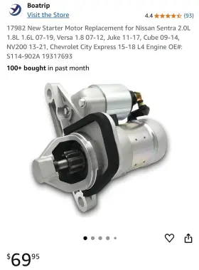 Nv200 Boatrip 17982 Starter Motor For Nissan Sentra Versa Juke Cube Chevy City Ex