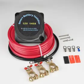 Branded 742089521075 Dual Battery Isolator Kit 12v 140amp Voltage Sensitive L Black