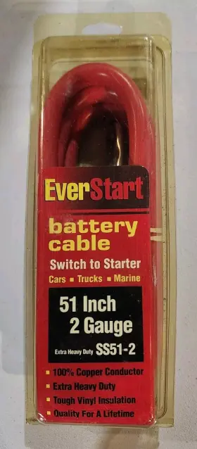 Ss51-2 Everstart Ever Start Heavy Duty Battery Cable 51 Inch 2 Gauge Switch To Starter