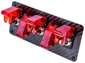 5-toggle Jegs 11029 Switch Panel With Switches Carbon Fiber Construction 5 15/16
