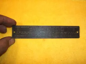 0721 Mercedes Benz 114 564 W114 W108 250/280s 6cy 71 Under Hood Metal California Emission 1 Plaque