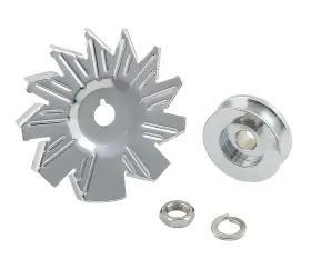 6808 Mr Gasket Chrome Plated Alternator Fan And Pulley Kit