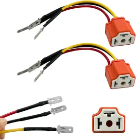 Povtii-1961ch Povtii 2pcs Ceramic H4 9003 Hb2 Wiring Harness Headlight Socket Pigtail