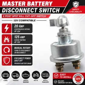 1pz50ks05n Sts 12v Master Battery Disconnect Switch 2 Post Spst Kill Cut Off Nascar Marine Atv