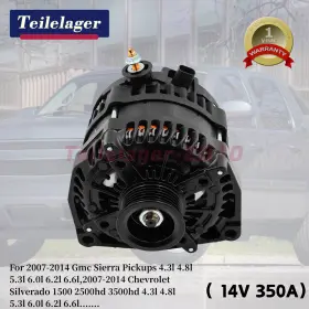 15905871 Teilelager 15093928 350a High Output Black Alternator For Chevy Gmc Yukon Tahoe Cadillac Hummer H2