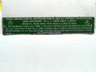 Mercedes C107 R107 450 V8 Under Hood Metal Green California Emission Plaque Used. Price: $114.79.
