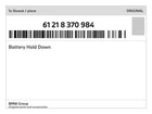 Genuine Bmw Battery Hold Down 61-21-8-370-984 New. Price: $70.02.